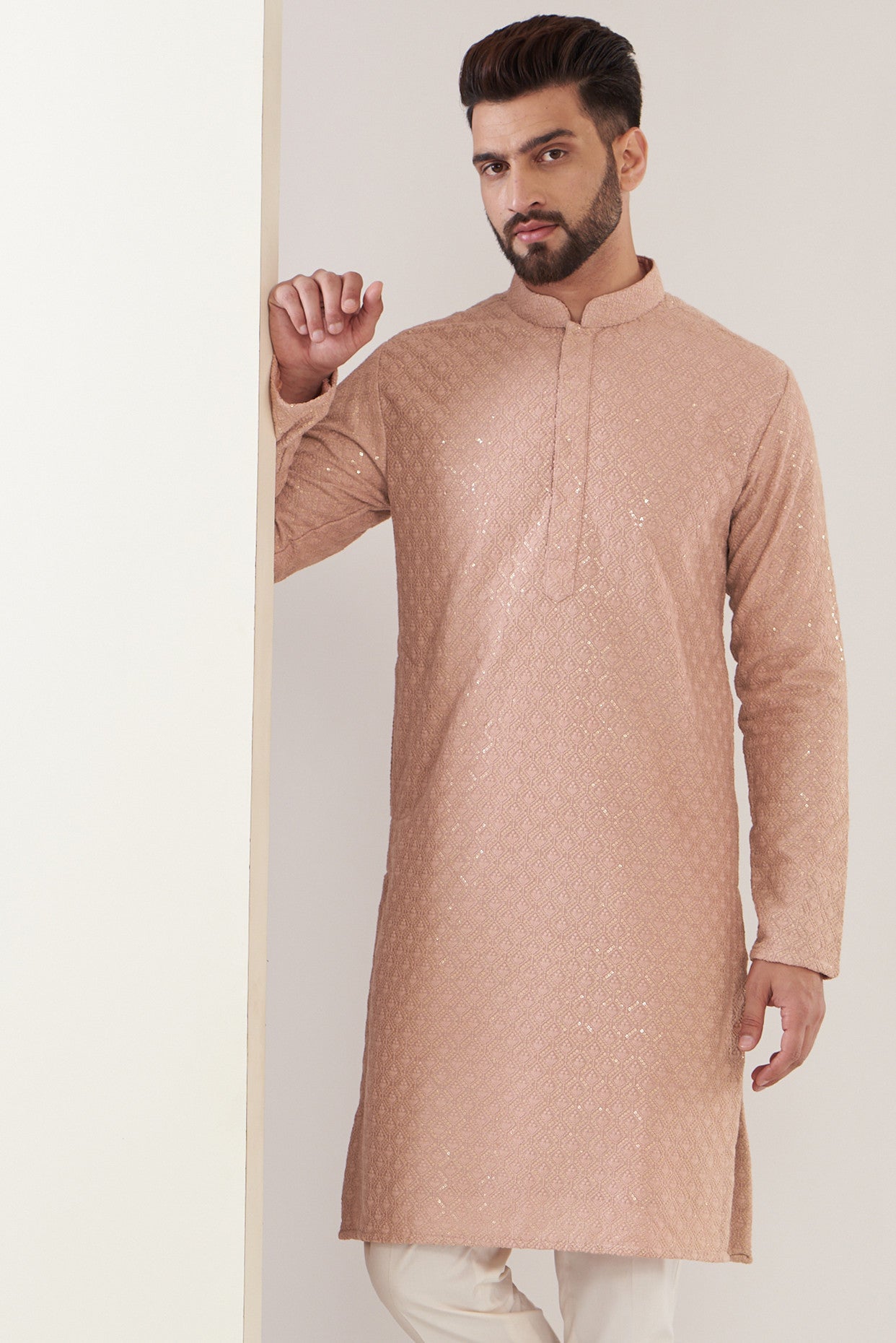 Mud pink chikankari kurta - kasbahmen