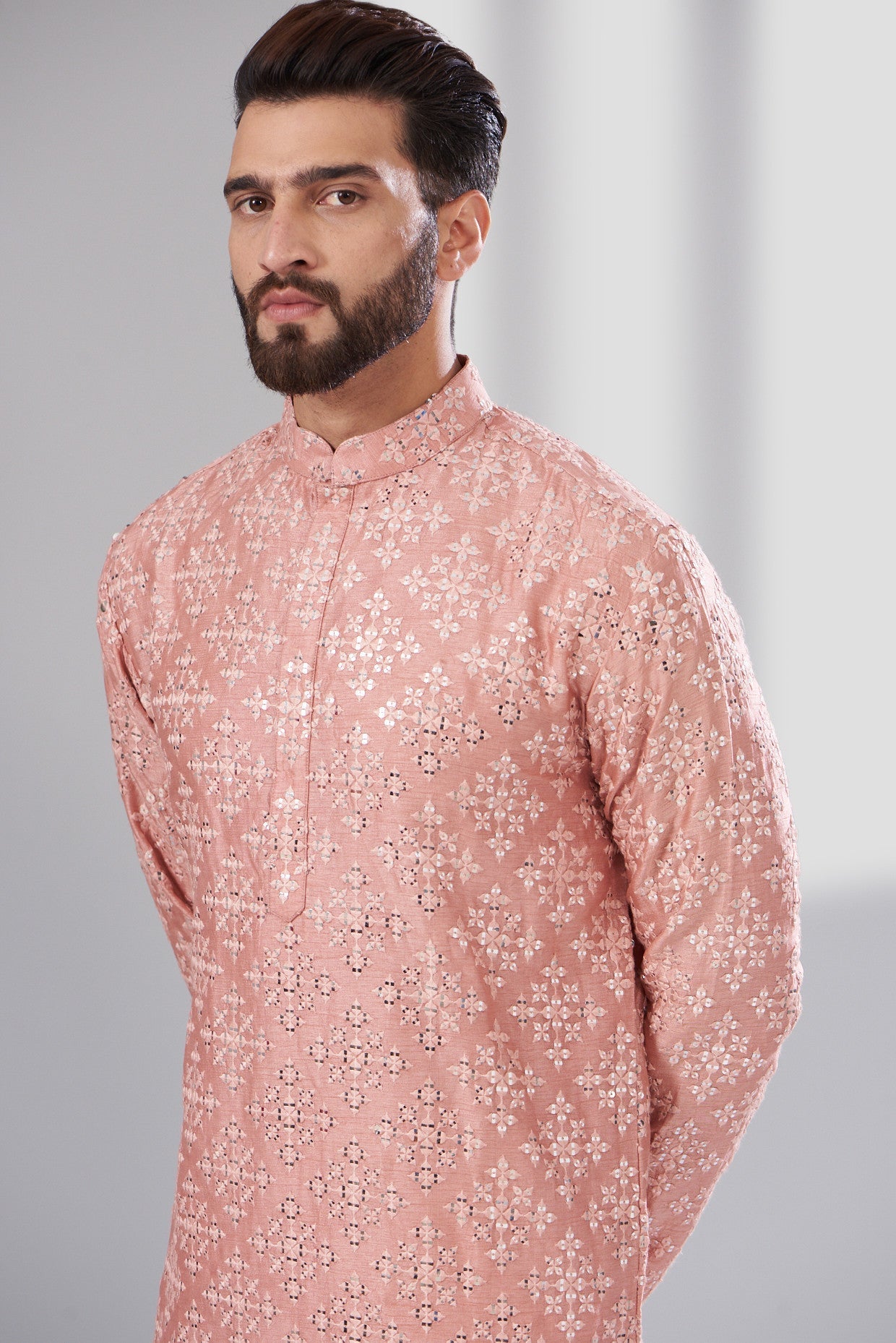 Signature peach Mirrorwork Kurta - kasbahmen