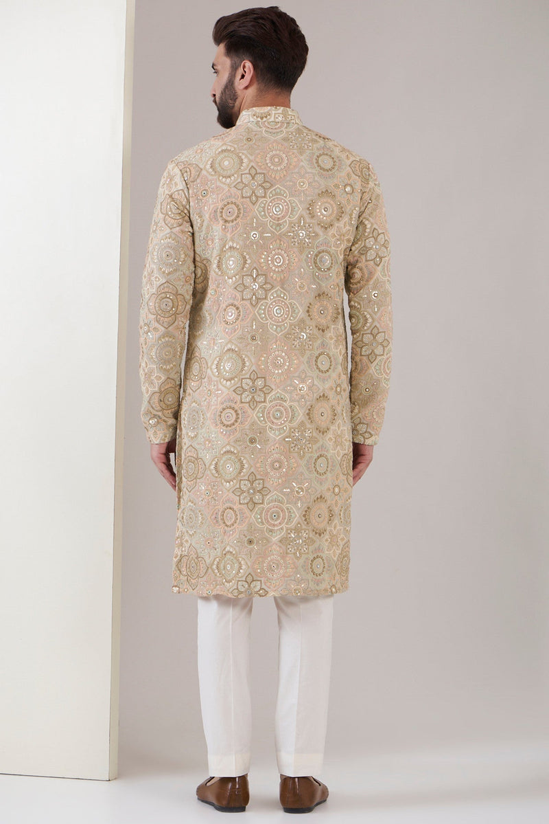 Creamish Beige chikankari kurta - kasbahmen