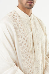 White Chikankari Kurta With Stole - kasbahmen