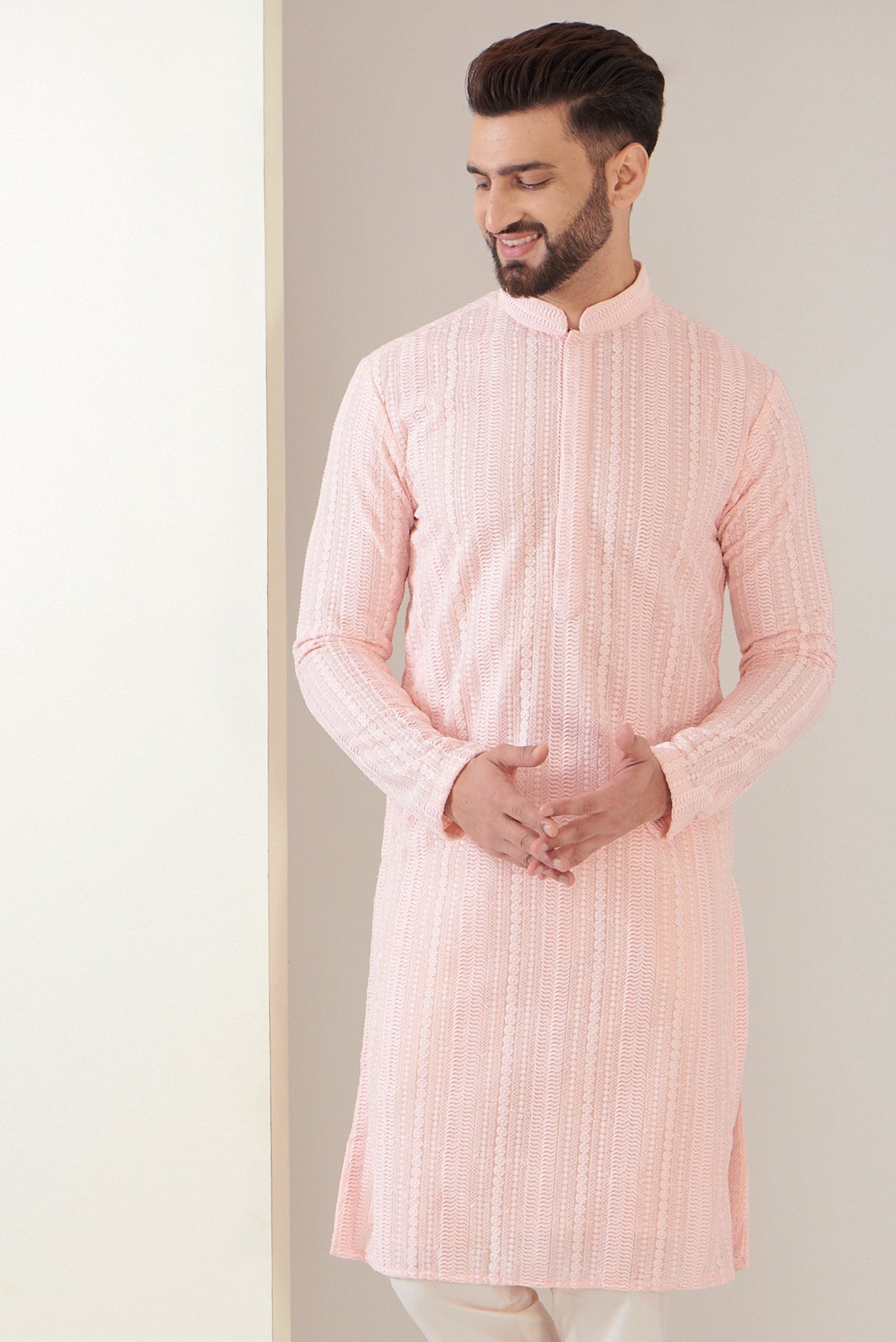 Pink chikankari kurta - kasbahmen