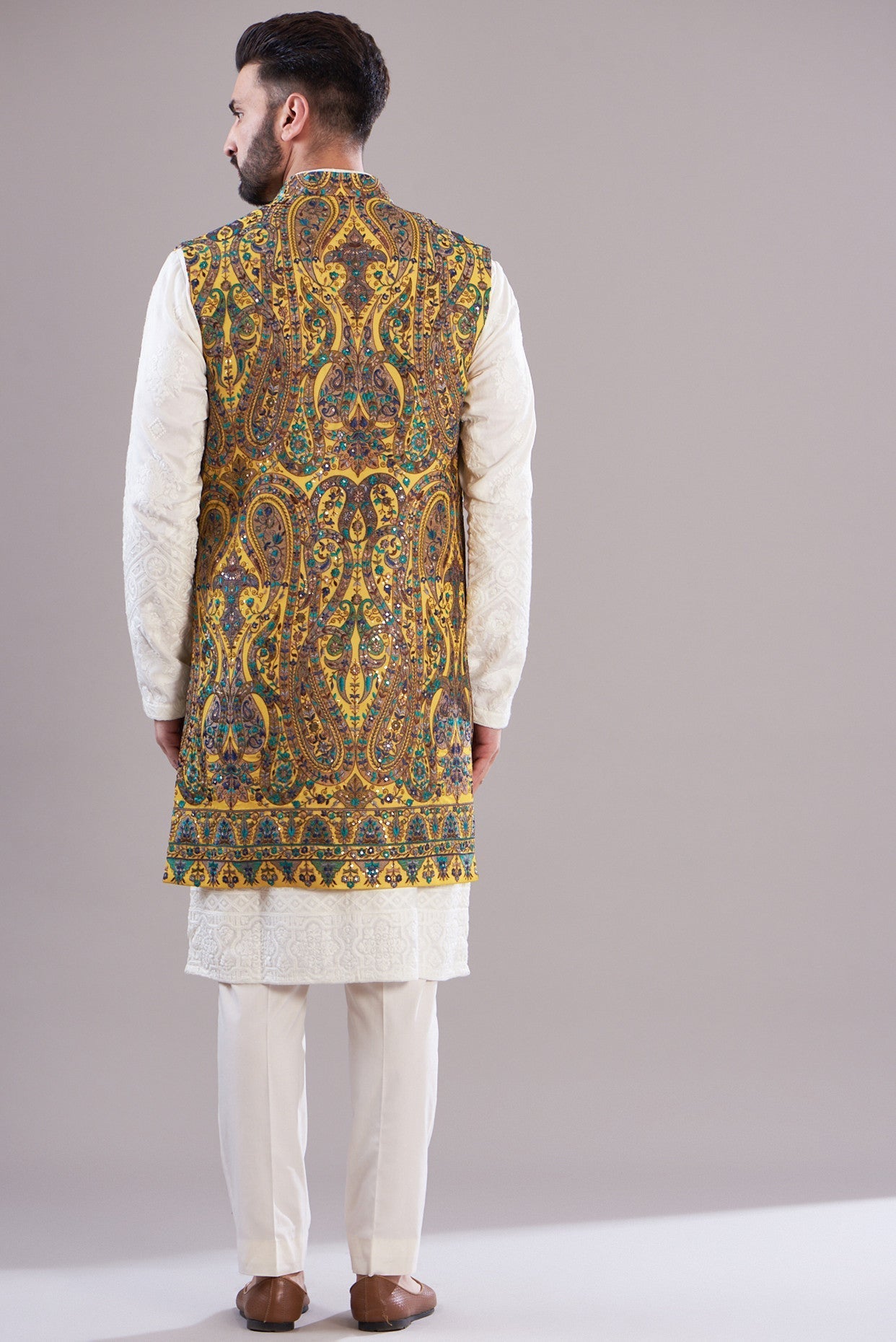 Formal kalmkari long open shrug - kasbahmen