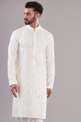 Ivory threadwork kurta - kasbahmen