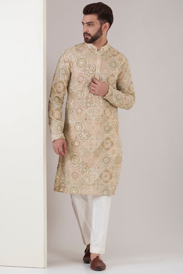 Creamish Beige chikankari kurta - kasbahmen