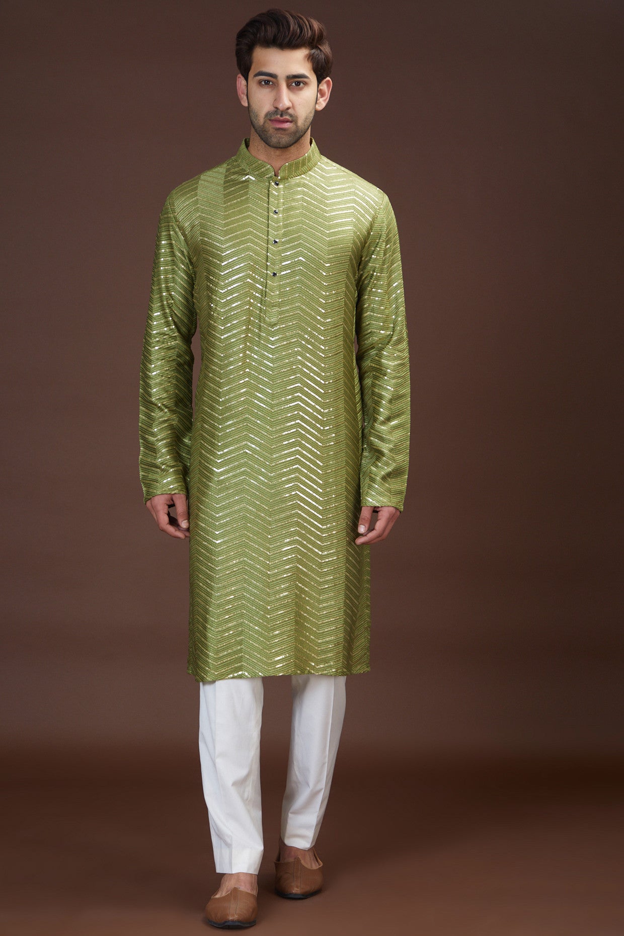 Mehndi green embrodried kurta - kasbahmen