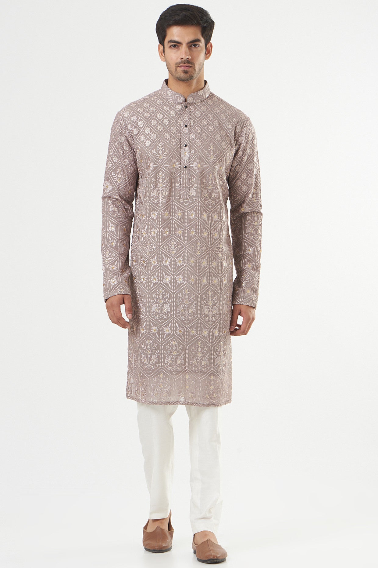 Purple Embroidered Kurta - kasbahmen