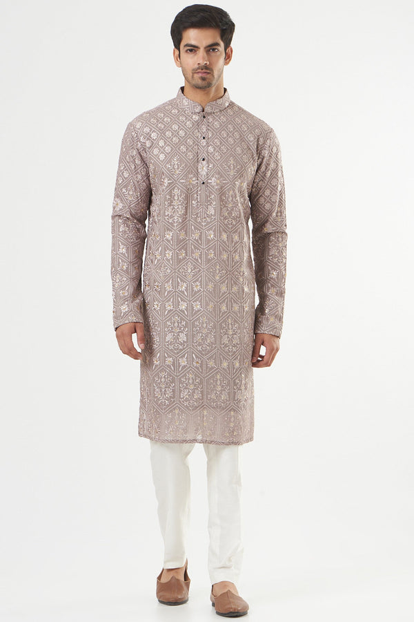 Purple Embroidered Kurta