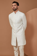 Revolutionary Modern White Royal Cut Indowestern - kasbahmen