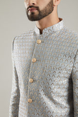 Silver Silk Indo Western Jacket - kasbahmen