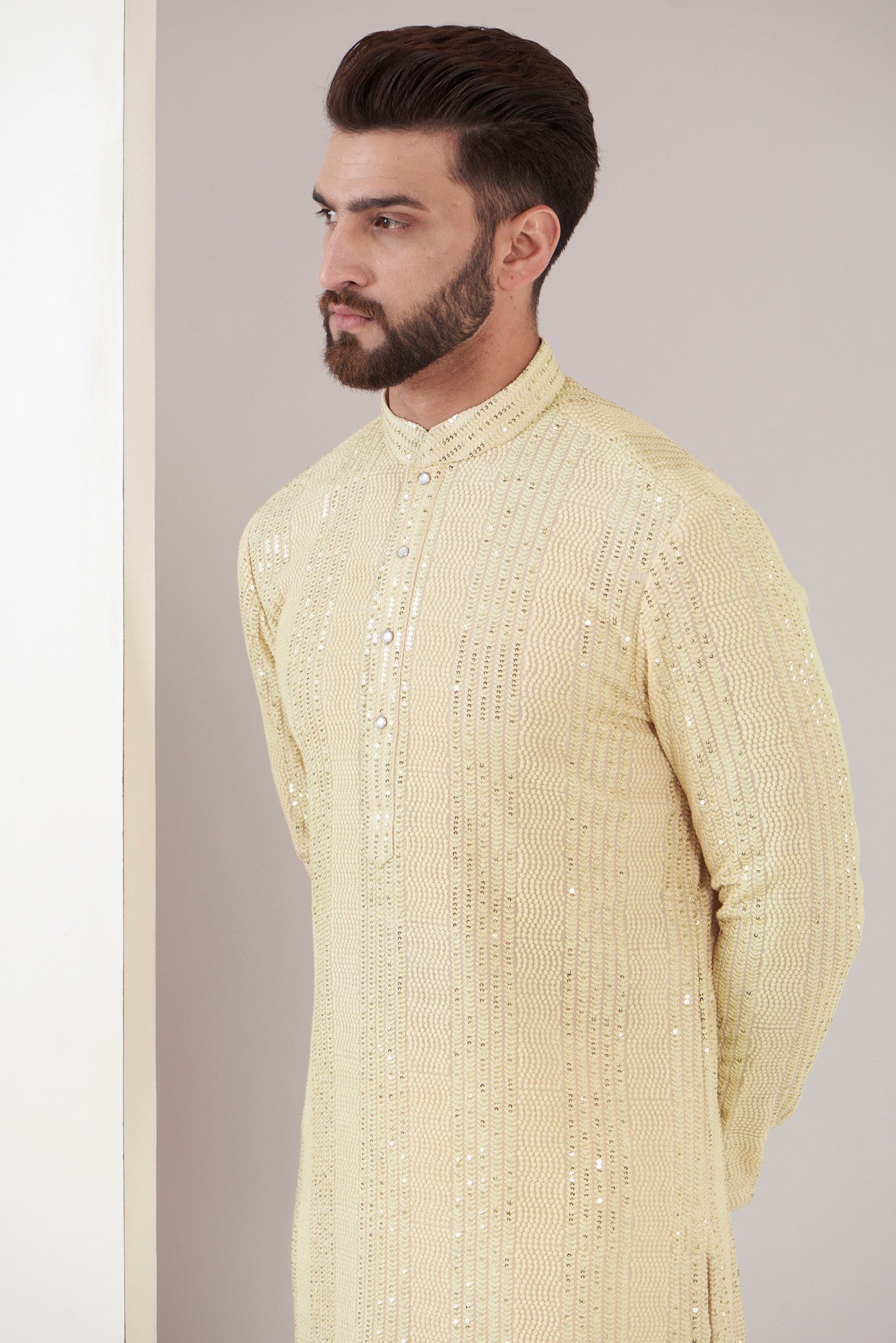 Creamish beige chikankari kurta - kasbahmen