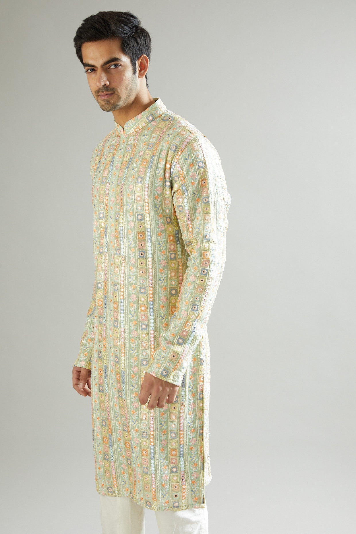 Mint Green Kurta With Embroidery - kasbahmen