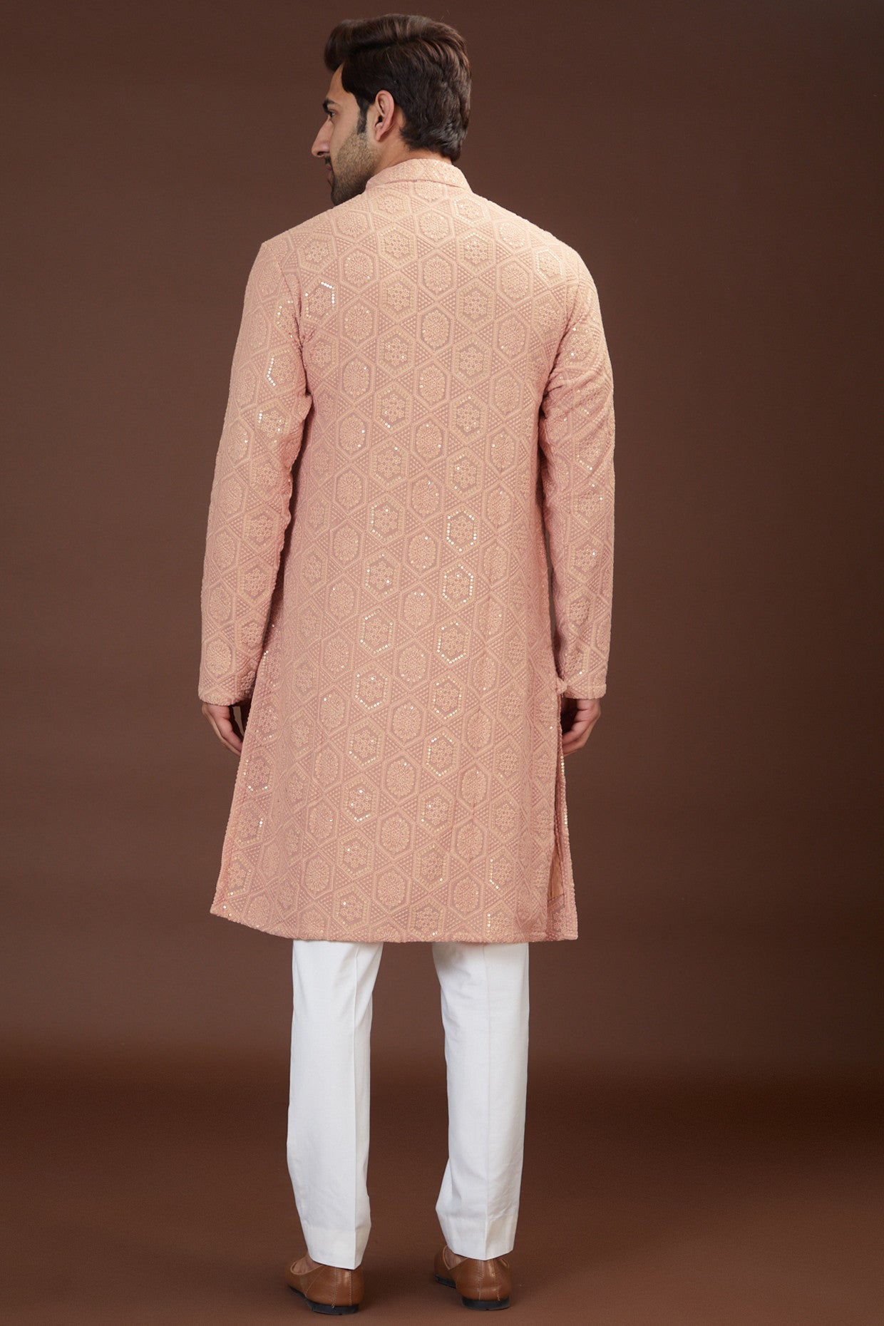 Mud pink chikankari kurta - kasbahmen