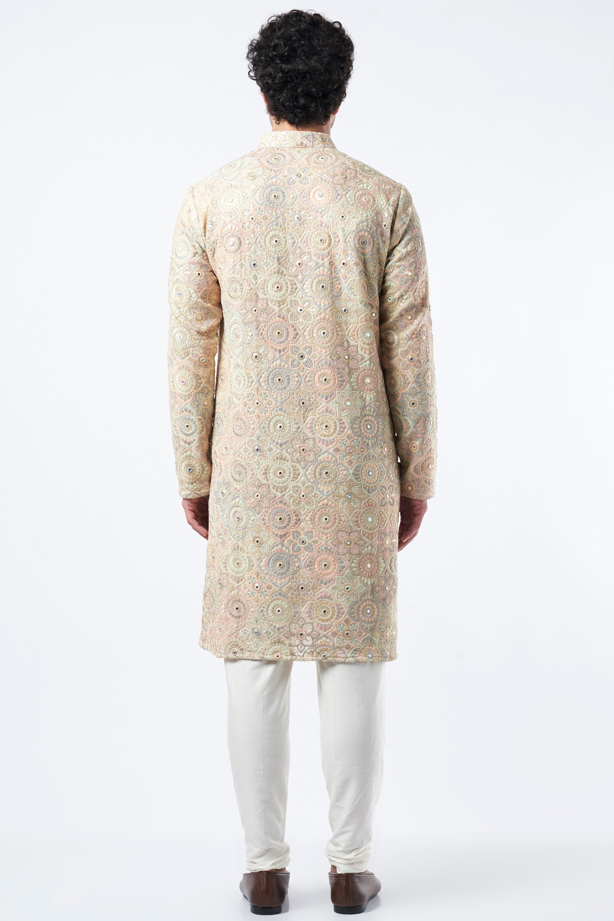 Nude Embroidered Kurta - kasbahmen