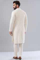 White Chikankari Kurta - kasbahmen