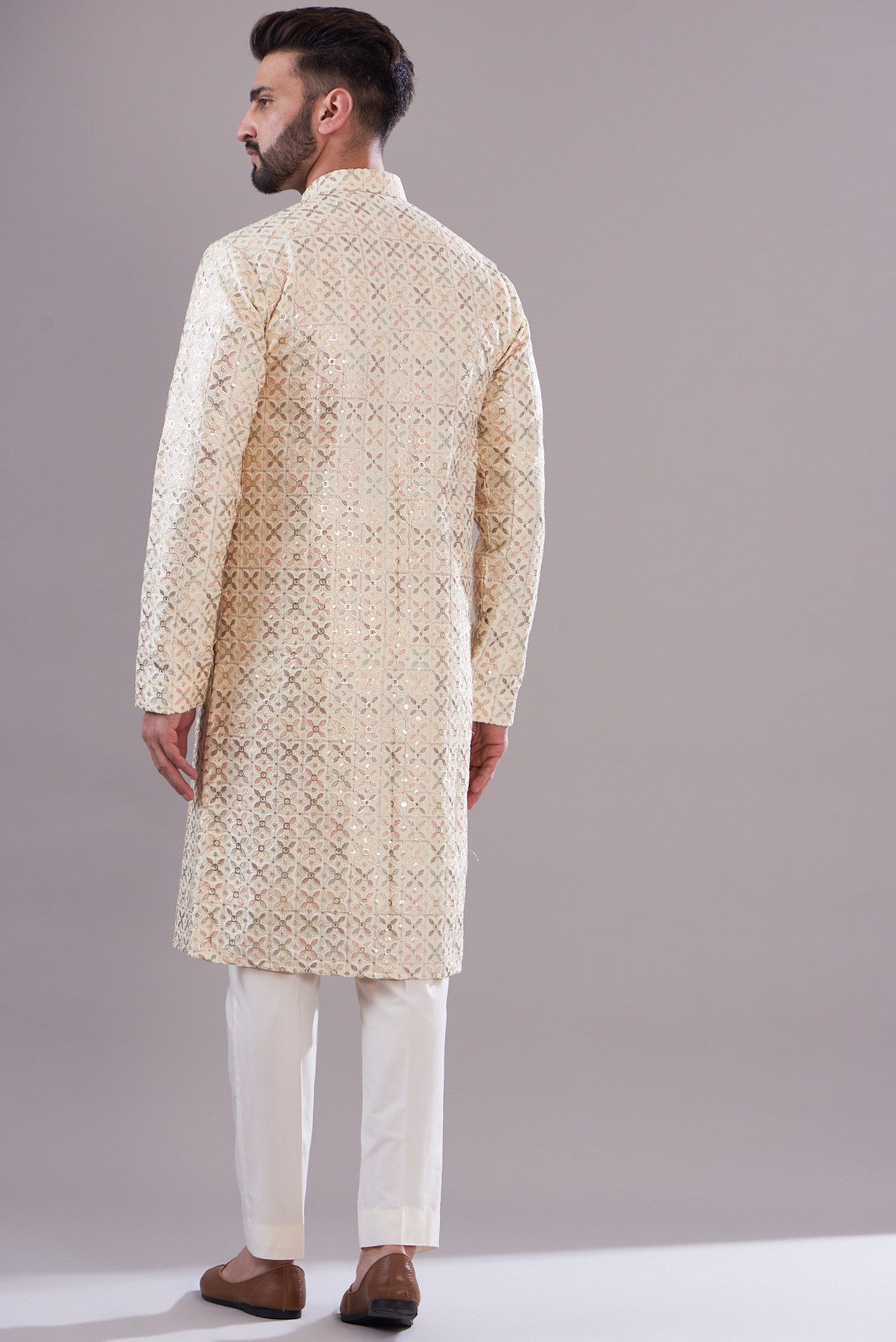 Ivory threadwork kurta - kasbahmen