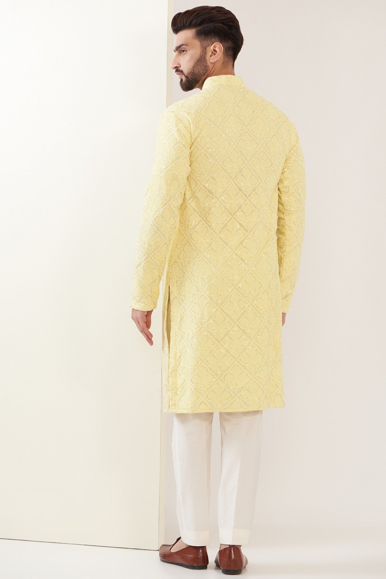 Yellow Chikankari Kurta - kasbahmen