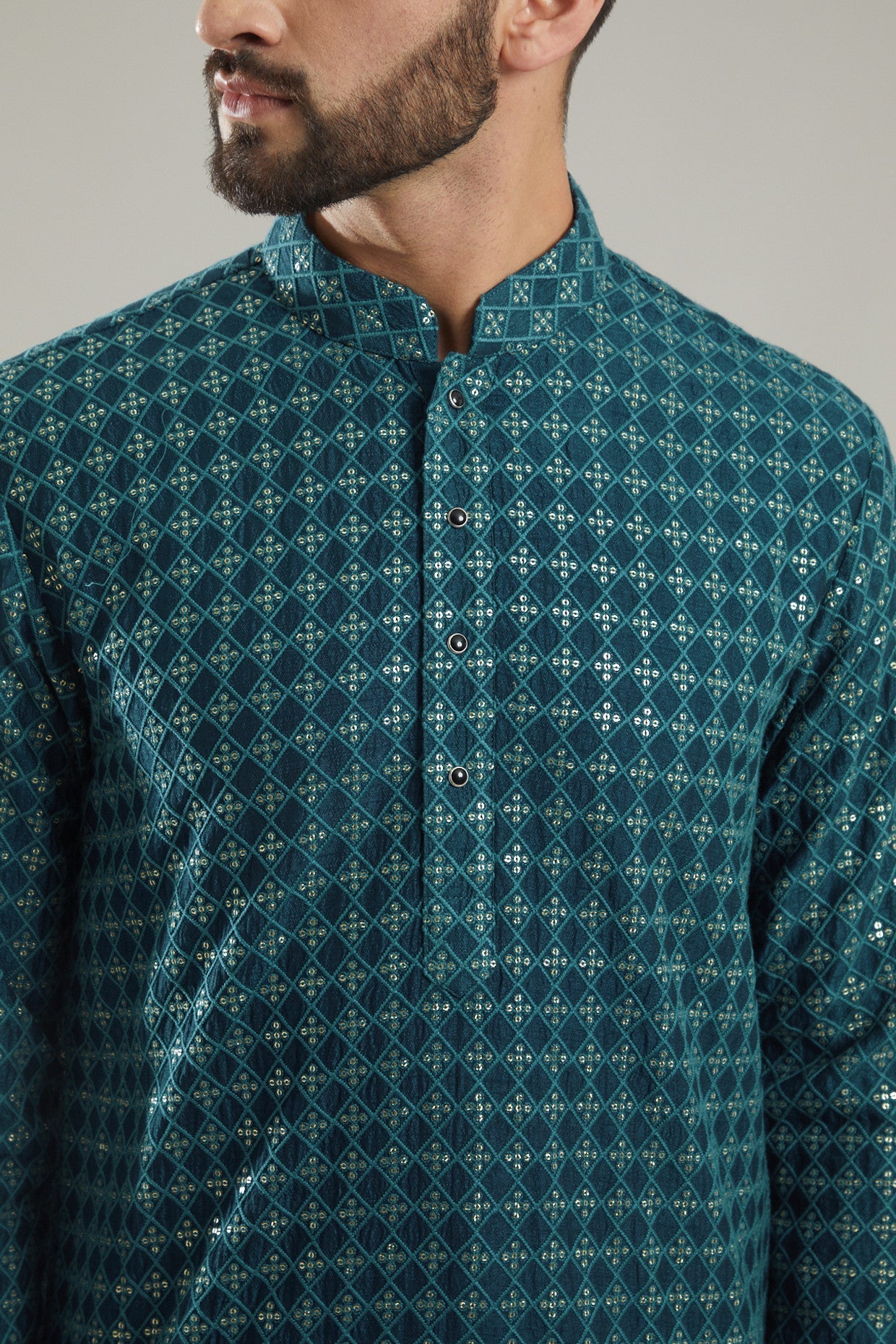 Turquoise Silk Kurta - kasbahmen