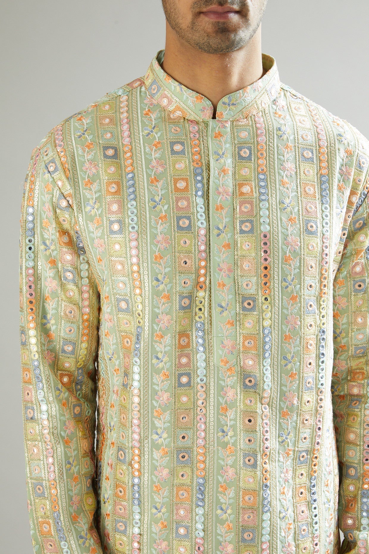 Mint Green Kurta With Embroidery - kasbahmen