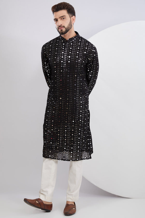 Black Mirrorwork Kurta - kasbahmen