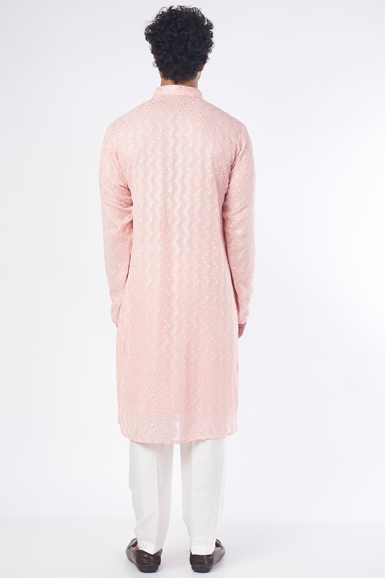 Blush Pink Sequins Embroidered Kurta - kasbahmen