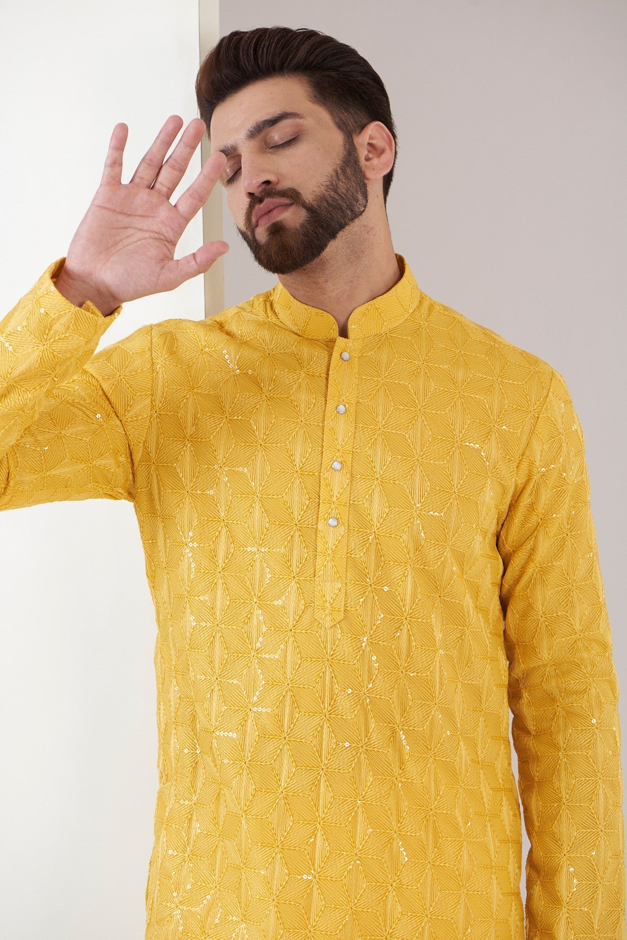 Yellow sequenced kurta - kasbahmen