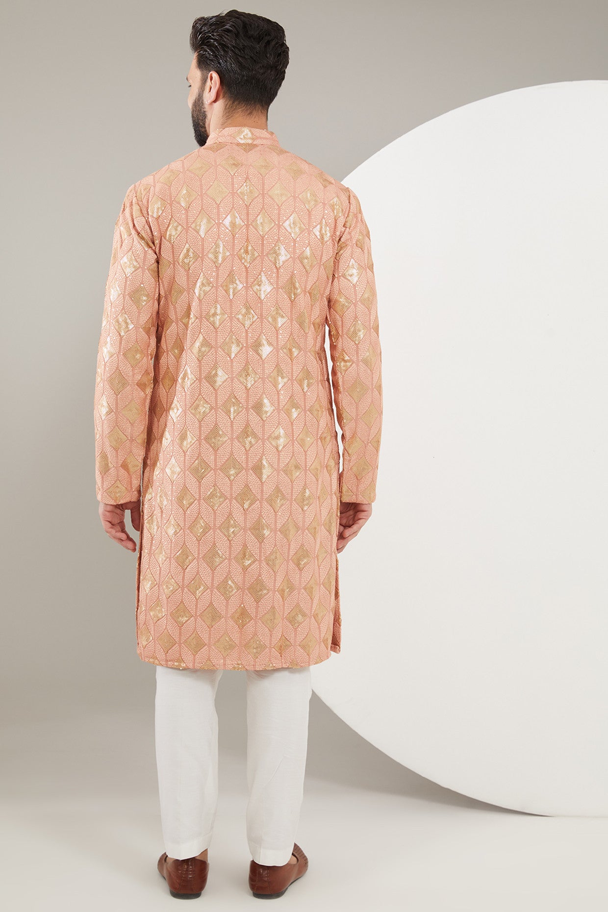 Mud peach chikankari kurta - kasbahmen