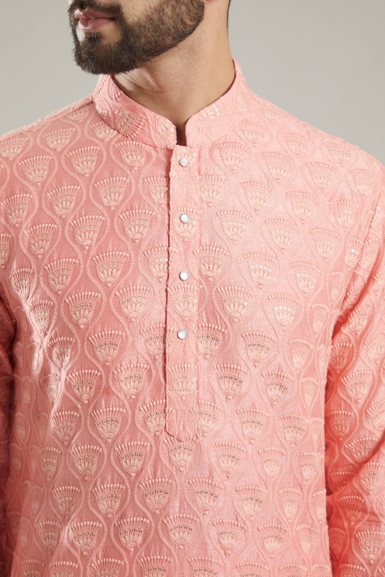 Dust Pink Embroidered Kurta - kasbahmen