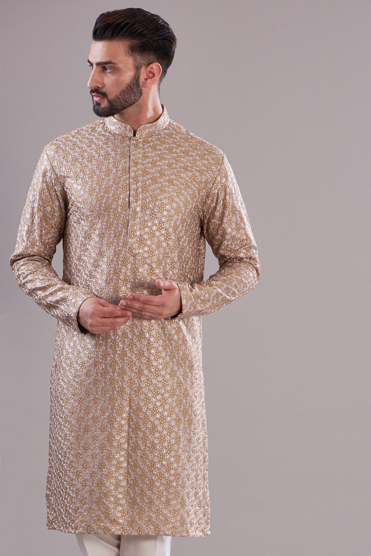 Formal mud pink chikankari kurta - kasbahmen