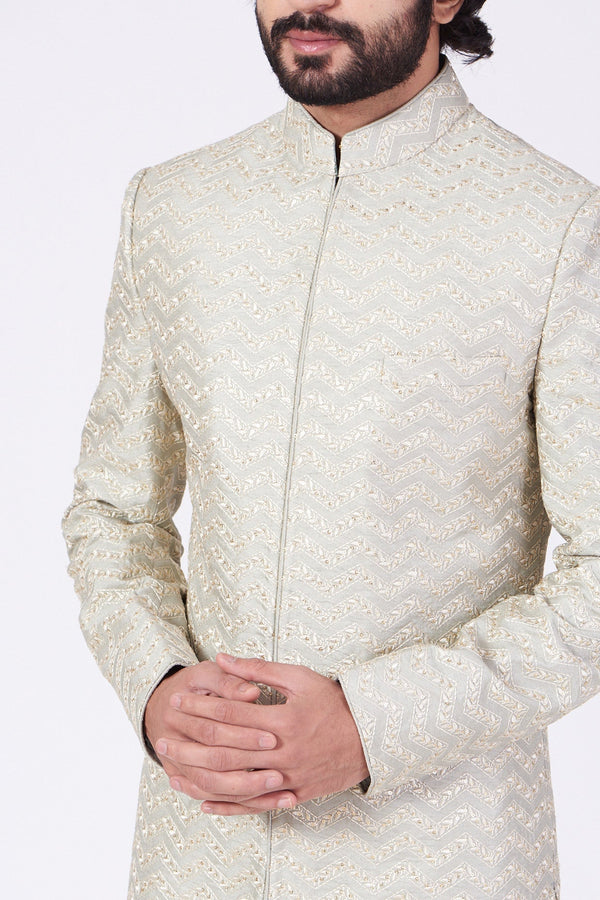 Mint Green Sherwani with Embroidery - kasbahmen