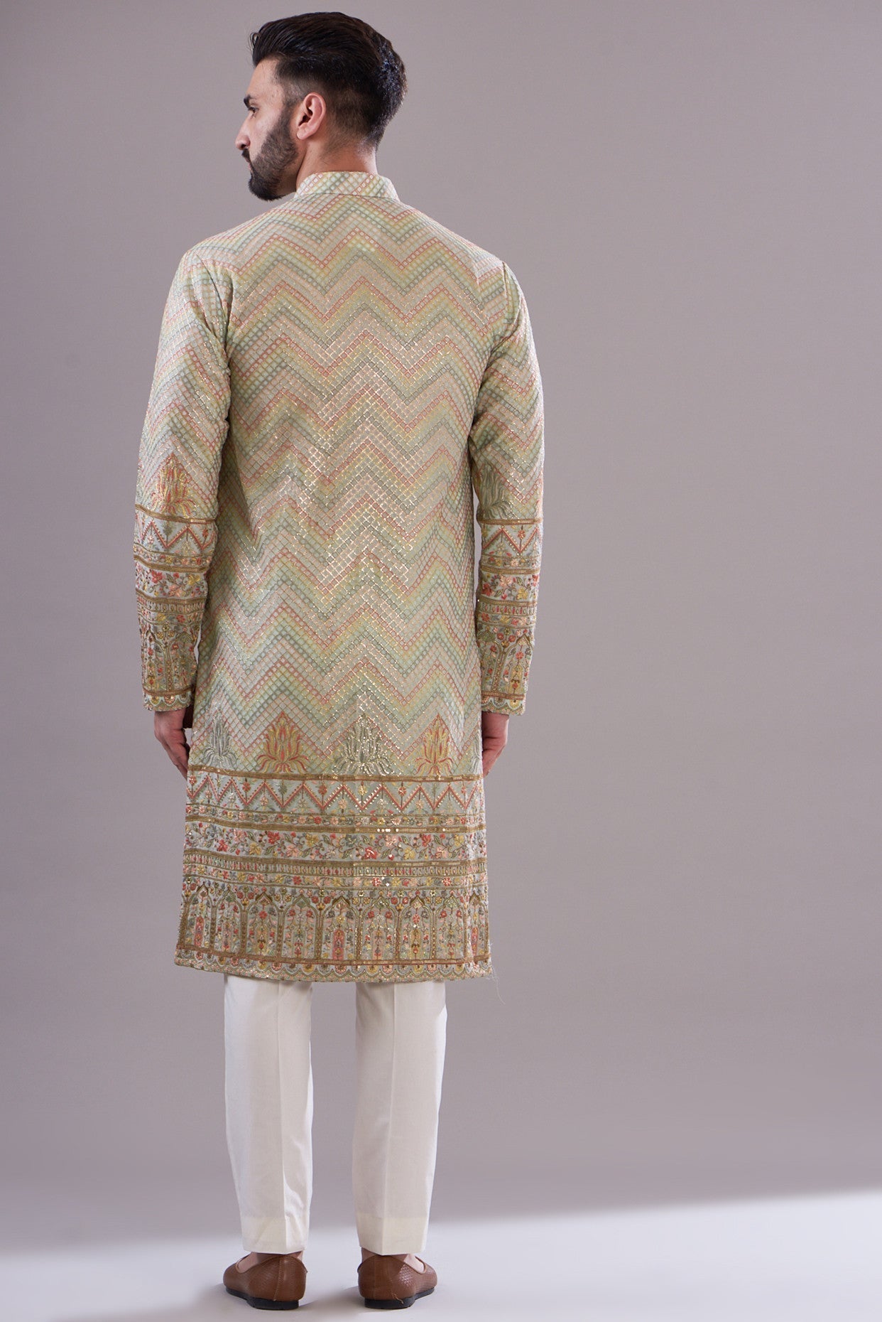 Blueish- beige royal embrodried kurta - kasbahmen