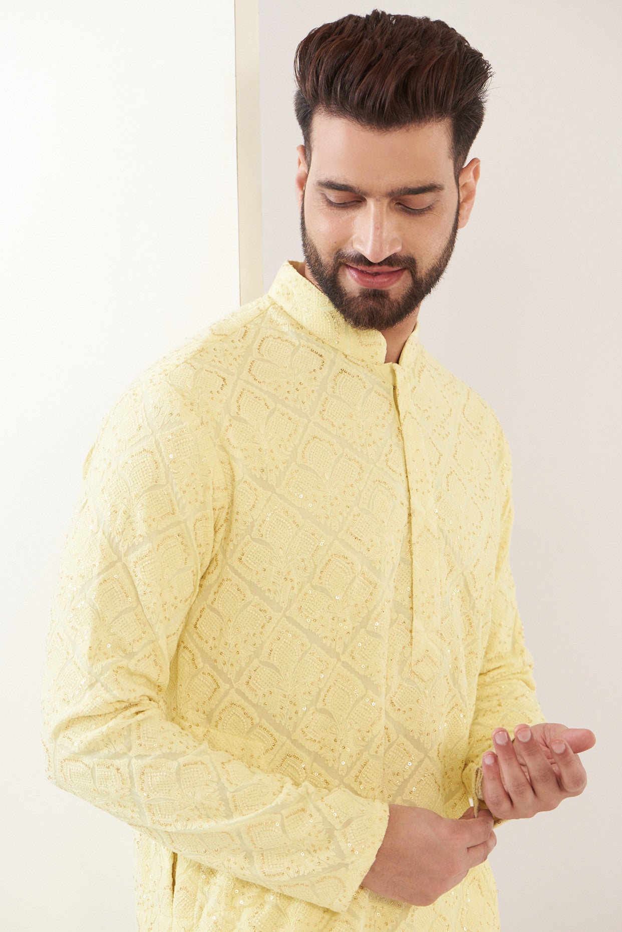 Yellow Chikankari Kurta - kasbahmen