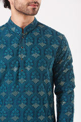 Teal Sequins Embroidered Kurta - kasbahmen