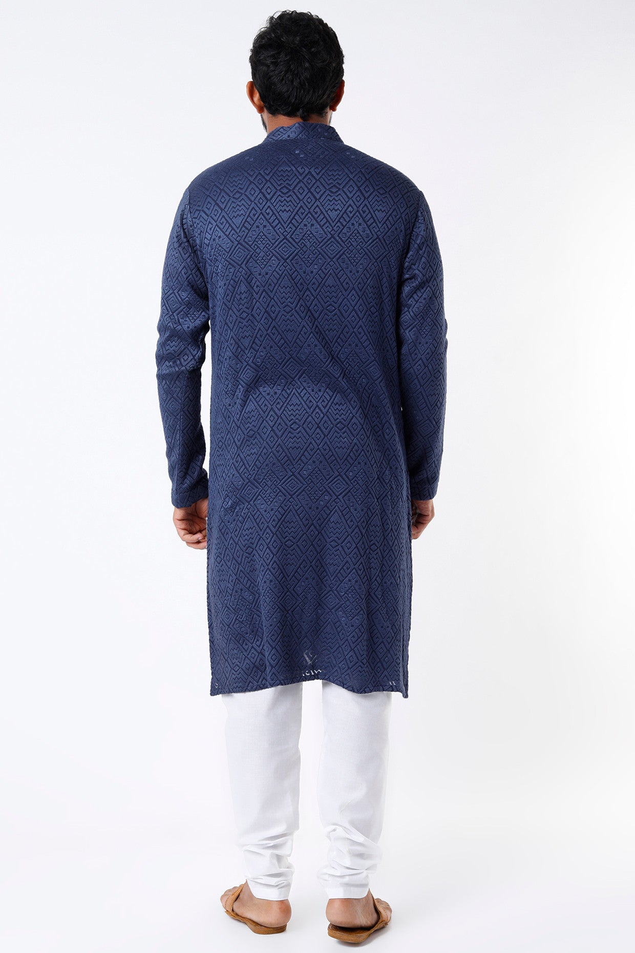 Cobalt Blue Chickankari Kurta - kasbahmen