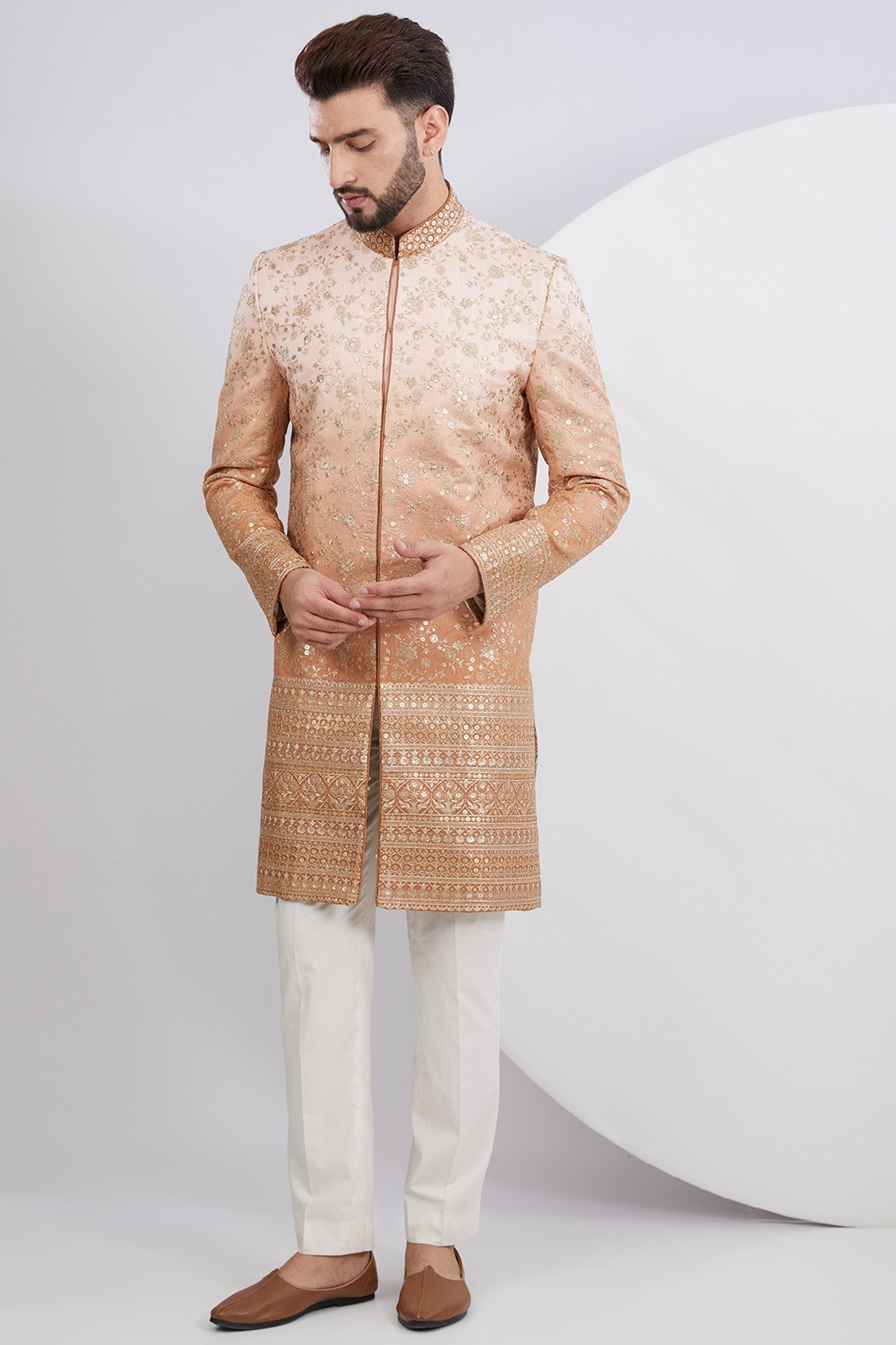 Classic ombre shaded Embroidered Sherwani - kasbahmen