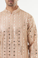 Blush Pink Mirror Embroidered Kurta