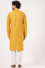 Mustard Embroidered Kurta - kasbahmen