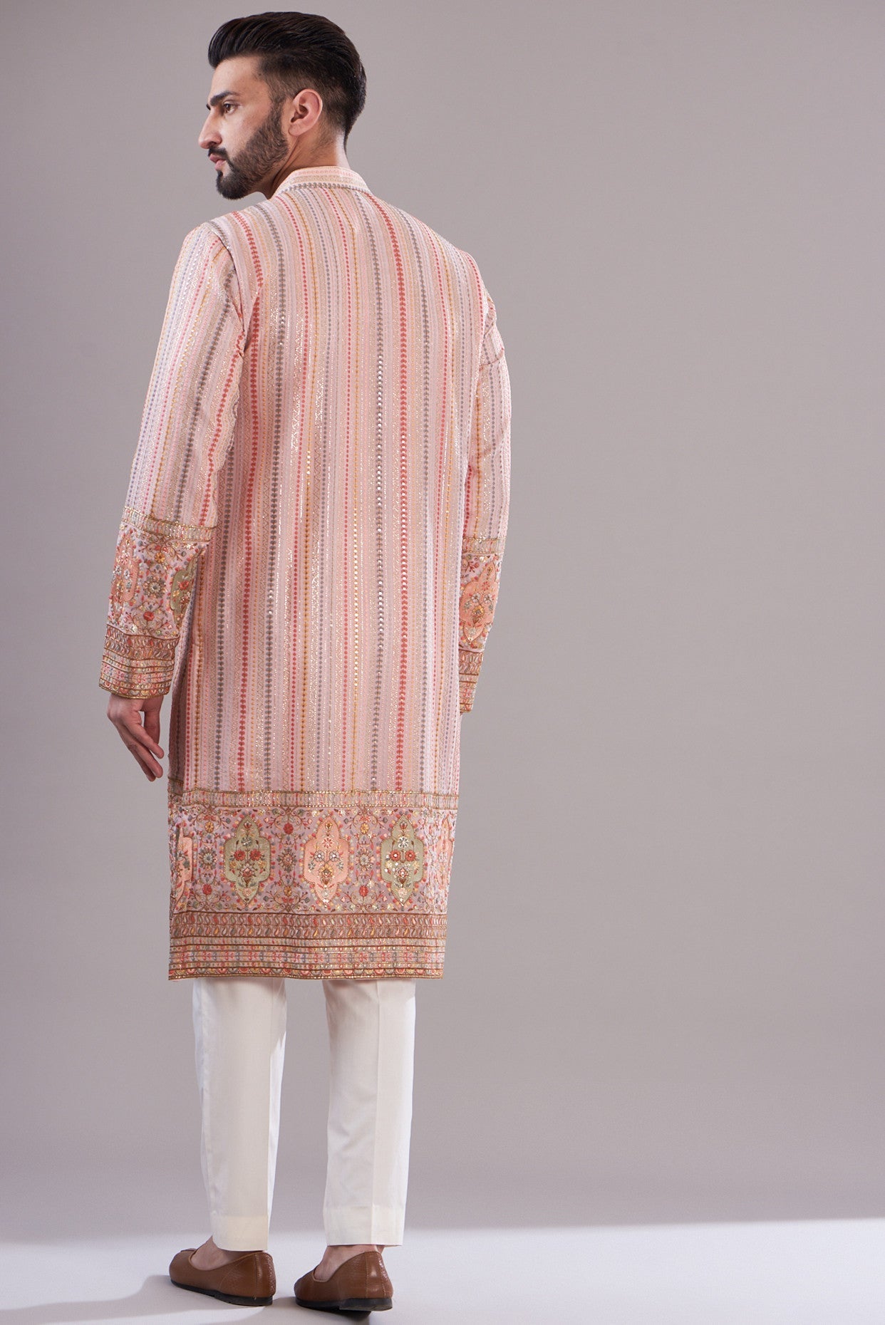 Peach multi threadwork kurta - kasbahmen