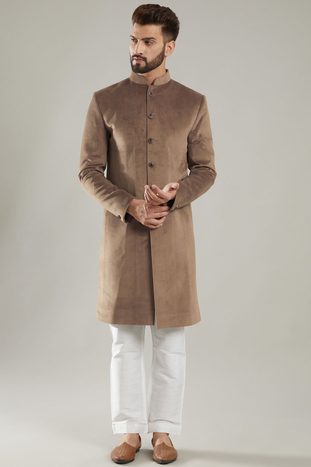 Bronze Velvet Sherwani - kasbahmen