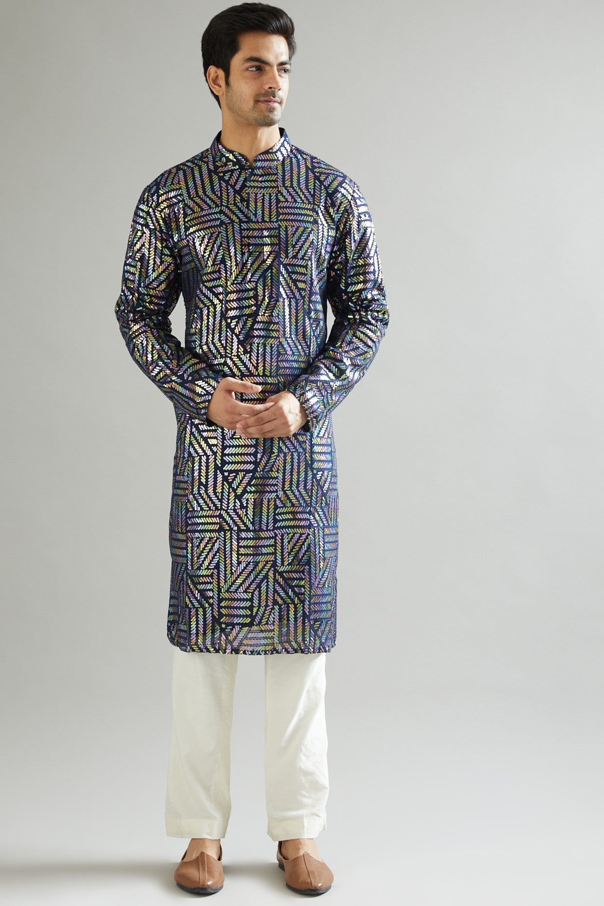 Cobalt Blue Embroidered Kurta - kasbahmen