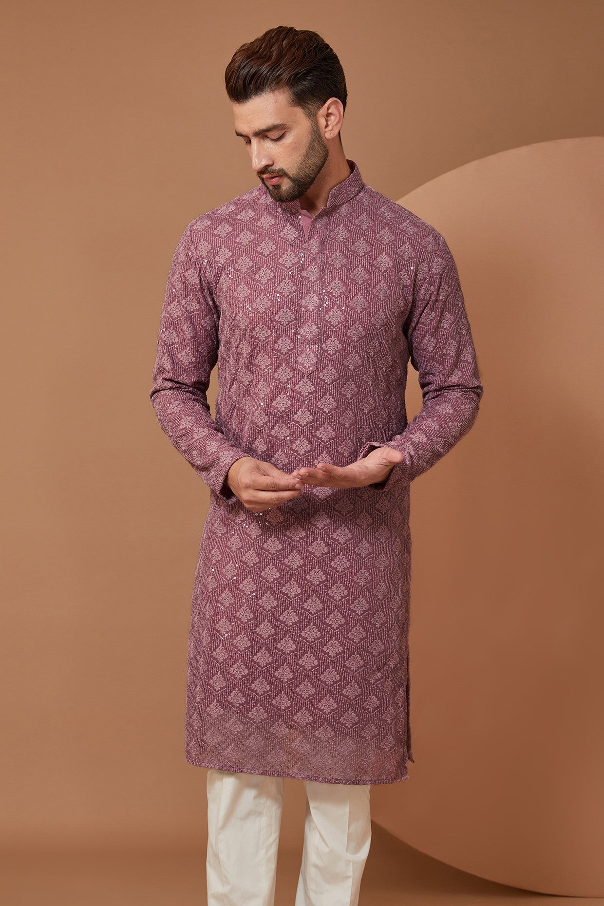 Purple Mauve Chikankari Kurta - kasbahmen