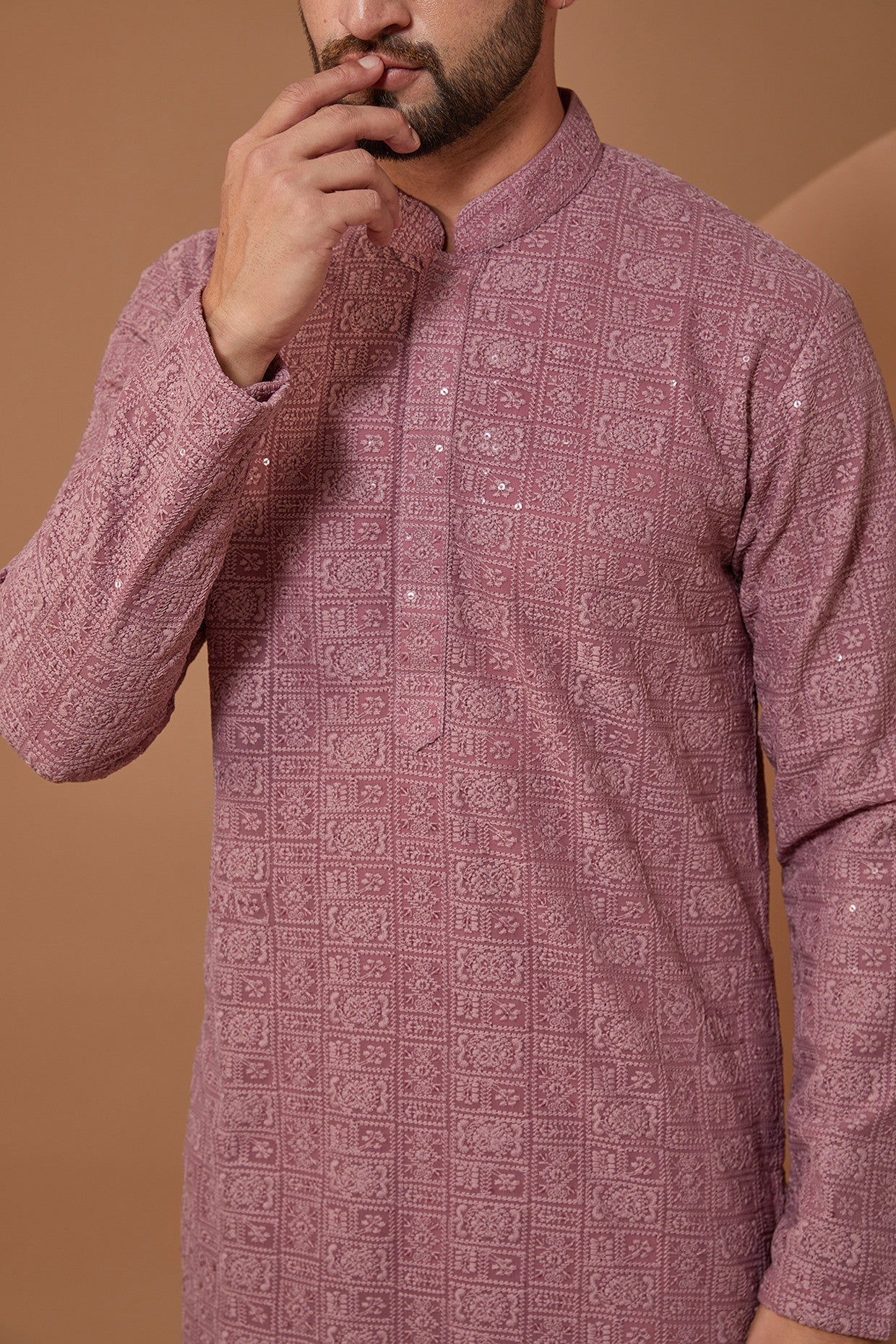 Purple Mauve Chikankari Kurta - kasbahmen