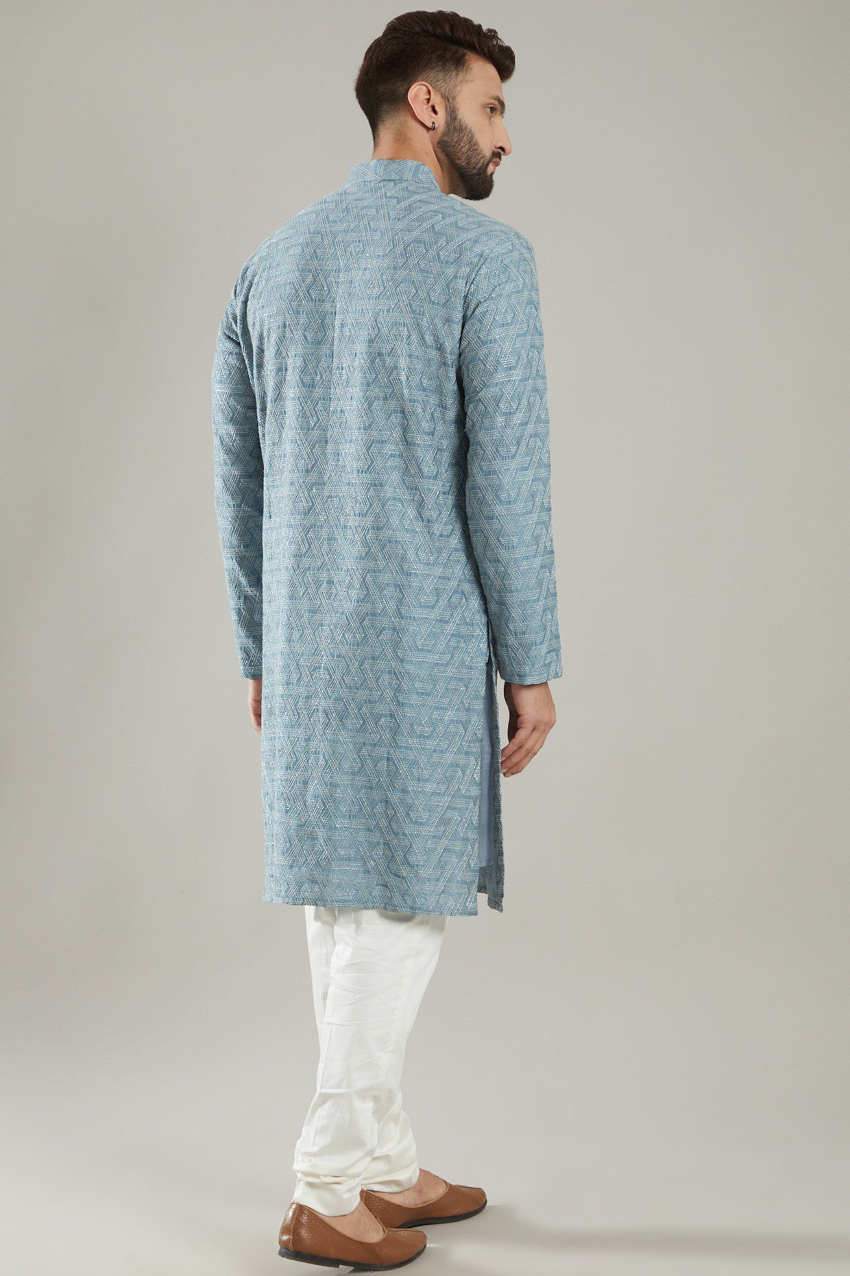 Cobalt Blue Silk Kurta - kasbahmen