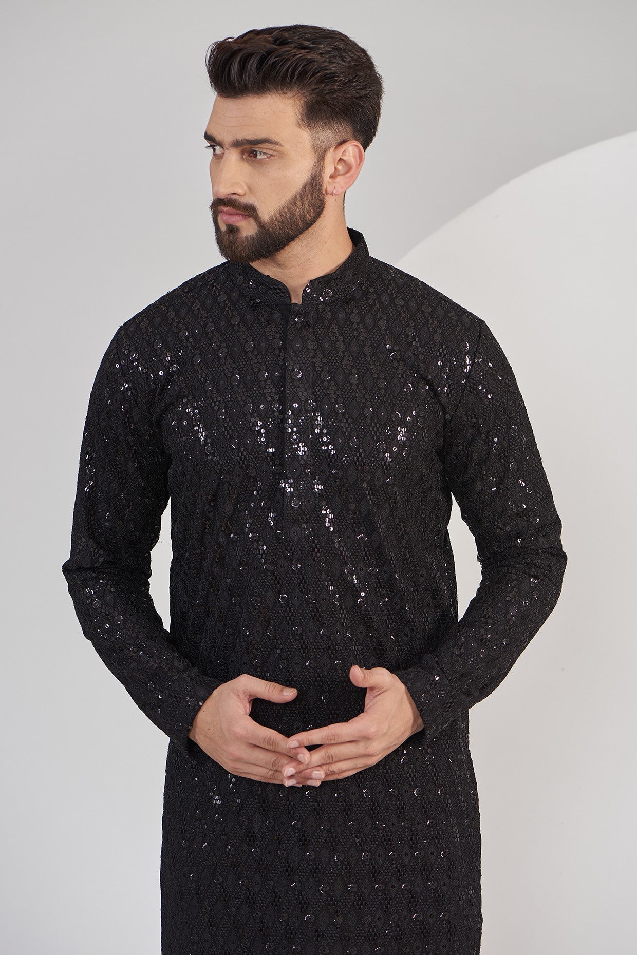 Black Chikankari Kurta - kasbahmen