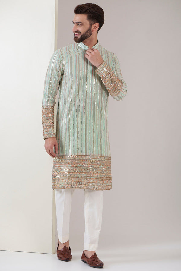 Blue embroidered kurta