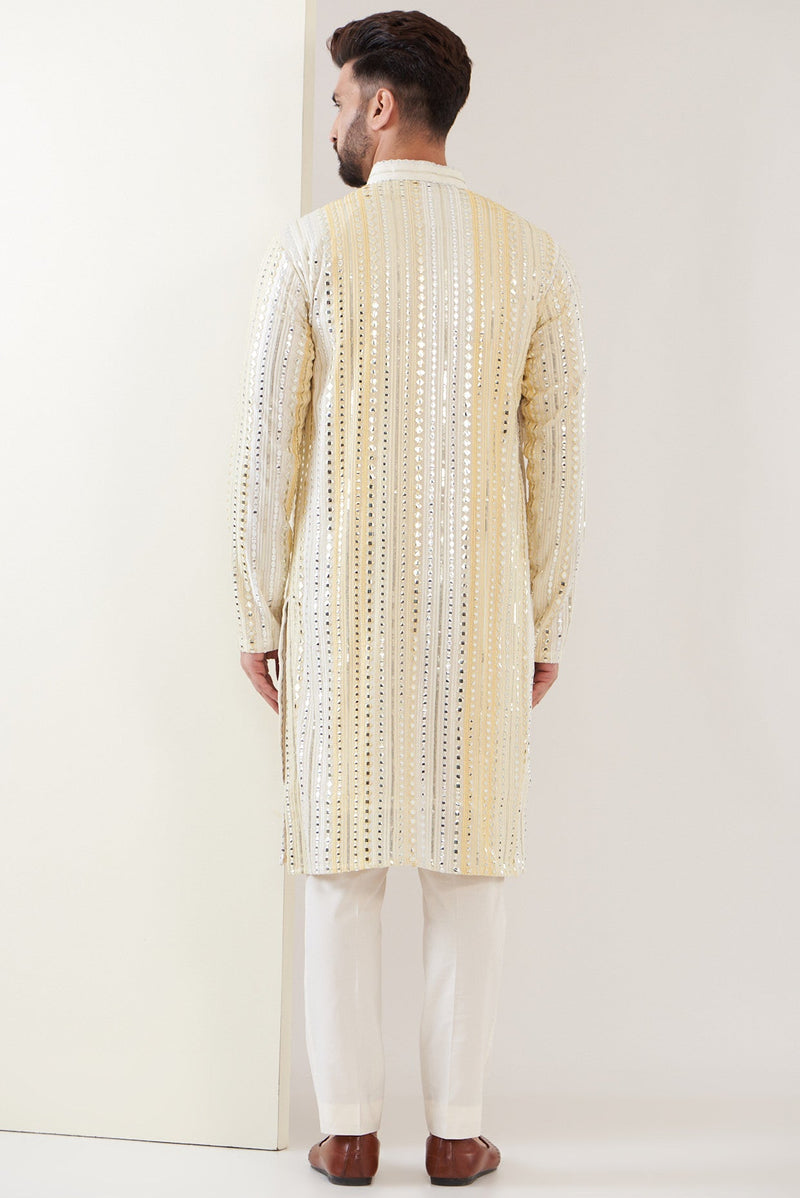 Yellow mirror work kurta - kasbahmen