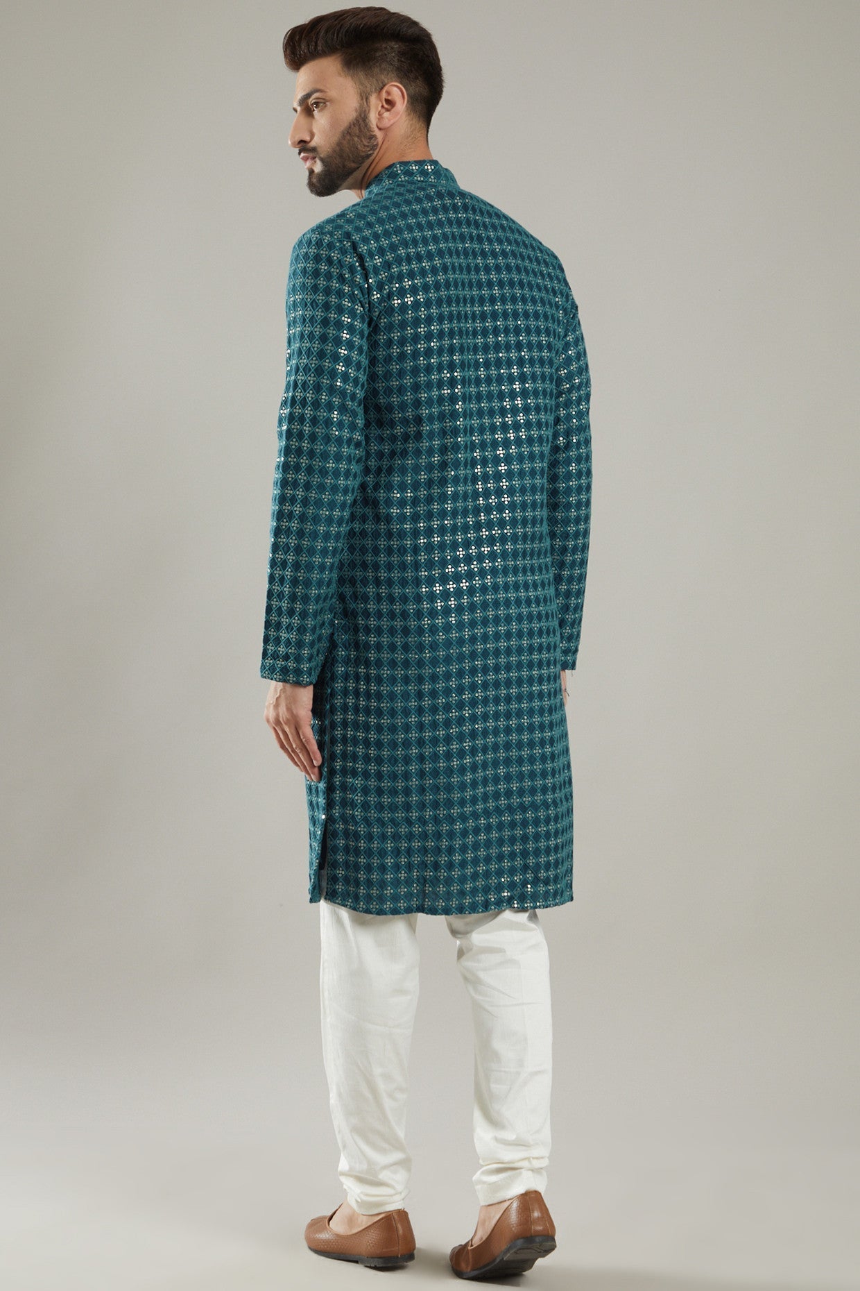 Turquoise Silk Kurta - kasbahmen