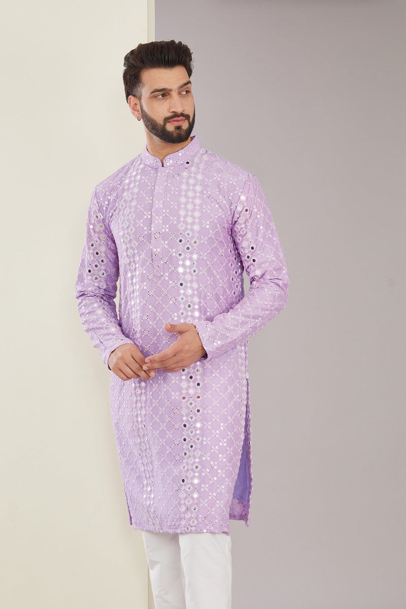 Signature Lilac Mirrorwork Kurta