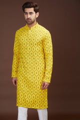 Yellow embrodried kurta - kasbahmen