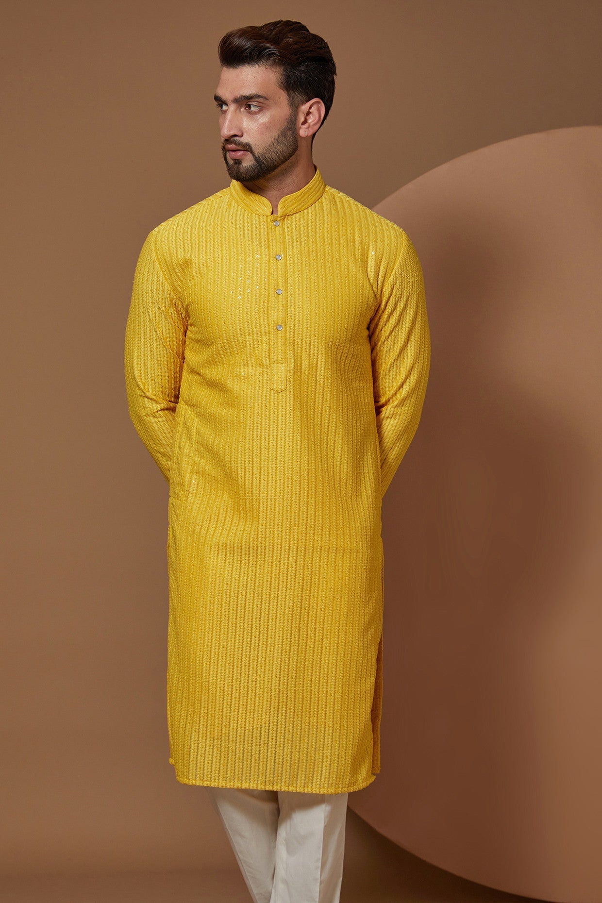 Yellow Chikankari Kurta - kasbahmen