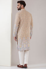 Carrot beige embroidered kurta - kasbahmen